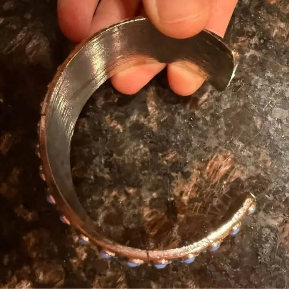 Silver Cuff Bracelet with Blue accents